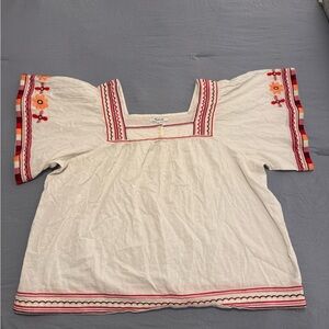 Madewell Embroidered Peasant Top Square Neckline